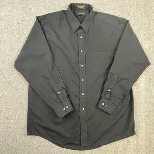 Cambridge Classic Shirt Adult 17 Neck Black Button Up Wrinkle Free Luxury Men